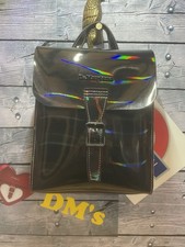 Dr Martens Iridescent (rainbow) Medium Backpack In Black With Rainbow Stitching 