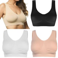  Womens Ladies Sports Sleep Comfort Bras Full Cup Non-Wired Seamless Soft 1 Pack