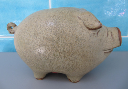 Studio pottery piggy - bank, pig