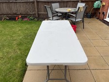 6FT Folding Table Heavy Duty Trestle Plastic Portable Indoor Outdoor Camping Pic