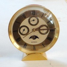 Movado Museum Desk Clock Classic Triple Calendar Moon Phase Dials Day Date Month