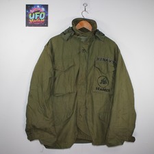 Vintage 70s US Army M65 Field Jacket Parka Mens M Green Made in USA Seabees