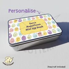 Mini egg pattern tin, Personalised tin, novelty gift for easter tin, empty tin