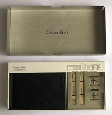 CALVIN KLEIN MEN’S DESK VALET Wallet Cufflinks (KH97 925 Sterling) Collar Stays
