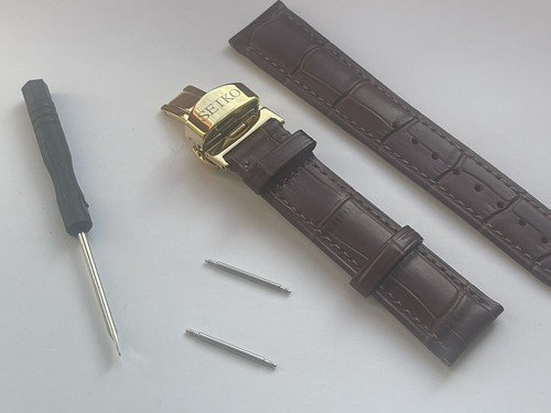 Seiko 20mm brown croc leather - seiko,