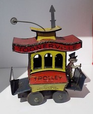 Vintage Tinplate Clockwork Toonerville Trolley Toy, Fischer, Germany, 1920s. VG