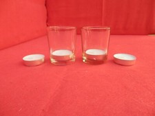 Pair of clear glass tea light candle holders with 4 tea light candles, unused