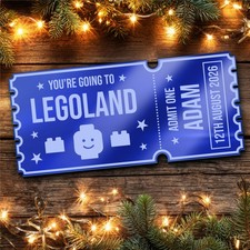 Blue Mirror Acrylic Ticket Legoland Or Any Day Out Personalised Any Text Voucher