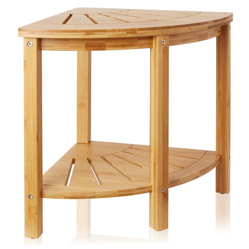 Bamboo corner shower bench - bamboo,