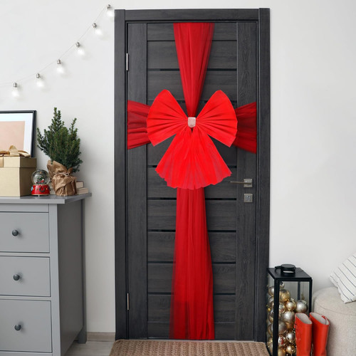 Giant red christmas door - christmas, bow