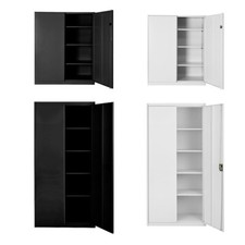 Metal Filing Cupboard Storage Cabinet with 2 Doors for Office Laundry Workshop