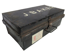 Vintage Metal Trunk, Storage Box, Chest, Toolbox, Lockable J BAKER 52x27x20cm