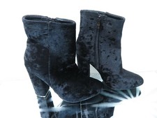 BEBO black velour faux casual smart ankle block heel boots UK 3 EU 36