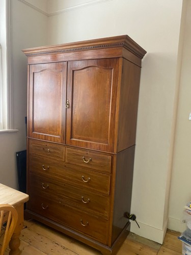 Antique mahogany linen - , press