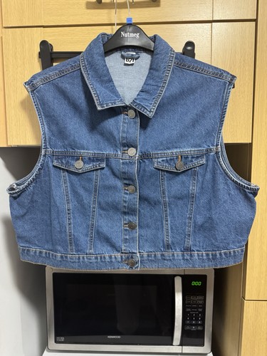 Blue denim short waistcoat - blue,