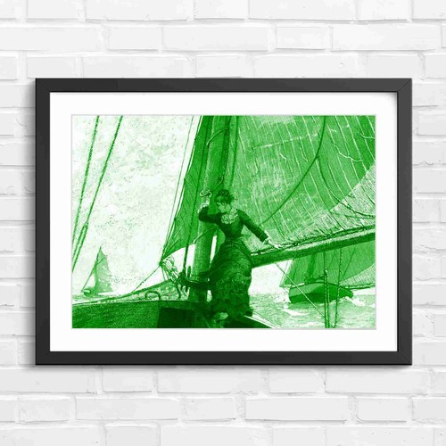 Victorian woman sailing yacht - victorian,