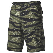 MFH Mens Bermuda US BDU Hiking Cargo Shorts Cotton Ripstop Tiger Stripe Camo