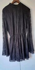  Boohoo Plus Lace High Neck Flared Sleeve Playsuit Size 20 Black 