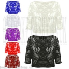 Womens SEE THROUGH Lace 3/4