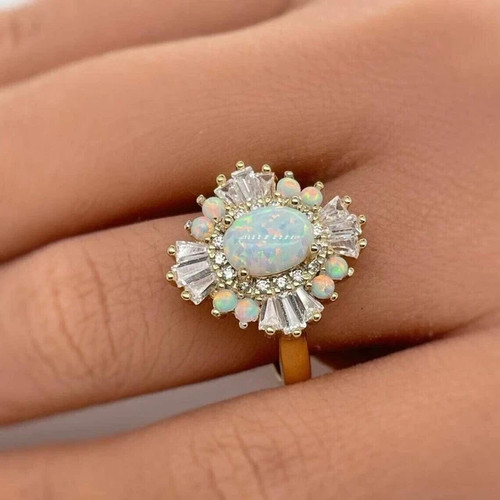 Natural fire opal - fire, oval