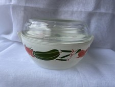 Phoenix Opalware Vintage Pyrex 1950s Casserole Dish Milk Glass Orange/Green Veg