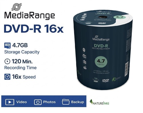 100 mediarange blank dvd - mediarange, dvd-r