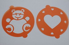 2 x Cake Stencils Template Icing Shape - Teddy Bear - Hearts - 150mm Dia