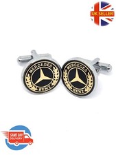 Mercedes Stainless Steel Classic Round Cufflinks with Free Gift Pouch