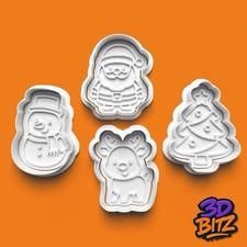 Christmas Cookie Cutter & Embosser Set – Santa, Reindeer, Snowman, Tree