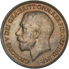 1917 Penny - George V British Bronze Coin - Very Nice