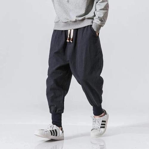 Men cotton linen harem pants - men's,