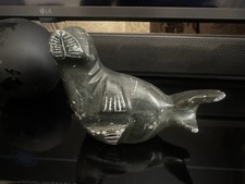 Vintage Inuit Eskimo Canada Stone Carving Of A Seal Signed To Base