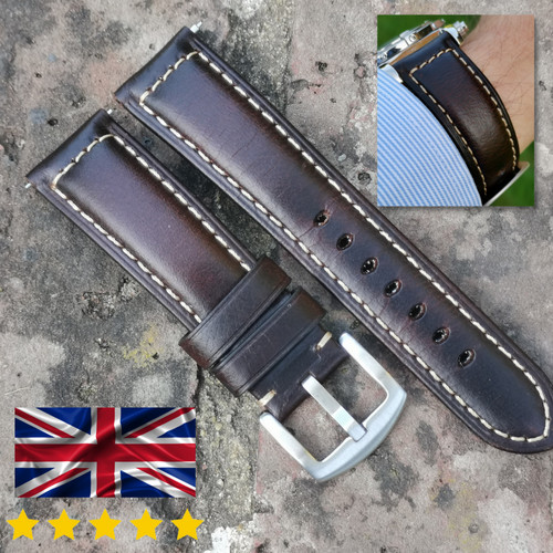 Brown handmade padded leather - brown,