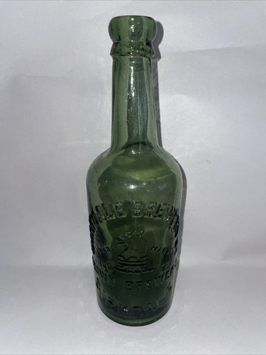 Antique green glass bottle - glass,