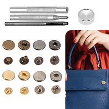 40pcs S Spring Snap Fasteners Press Studs Kit with Tool Metal Buttons 12mm 15mm