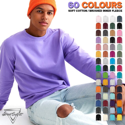Mens plain sweatshirt crew - mens,