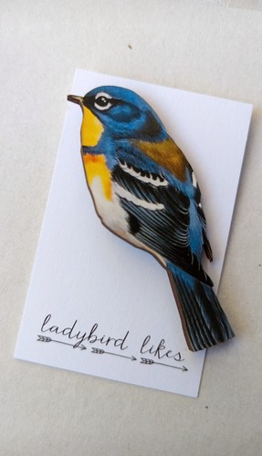 Wooden bird brooch jewelry - brooch,