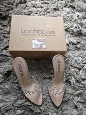 Boohoo clear nude studded high
