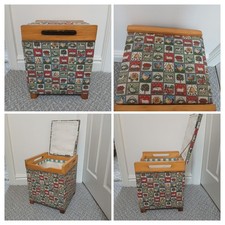 Vintage 1980s - Wooden Childrens Kids Storage Box Seat Handles Animal Ottoman