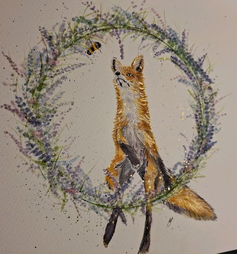 Fox bee lavender - bee, wreath