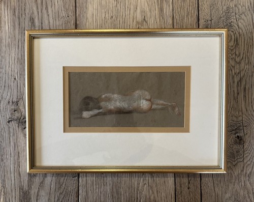 Framed monogrammed chalk nude - framed,