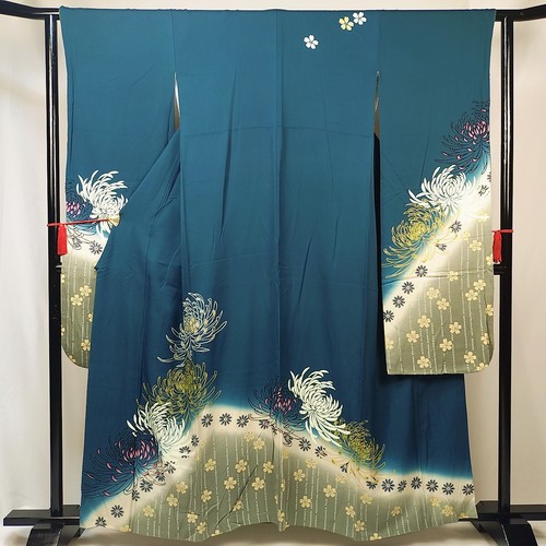 Rare deep green silk - deep, furisode