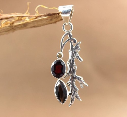 Garnet pendant 925 - pendant, sterling