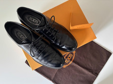 TOD"S black leather ladies lace-up derby shoe EU39.5/UK 6.5
