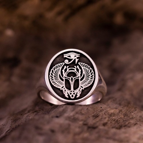 Egyption scarab signet ring - scarab,