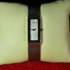 FCUK Ladies Slim Rectangle Mesh Watch – Silver Dial – 16mm