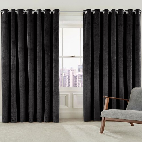 Velvet curtains pair eyelet - curtains,