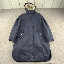 Joules Loxley Cosy Coat Size 12 Navy Blue Waterproof Fleece Lined Parka Raincoat