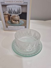 Yankee Candle Winter Trees Small Jar Shade & Tray Frosted Clear Rare