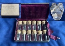 Antique Victorian Perfume Bottles in Fitted Velvet Case + Trio of Lab Bottles
